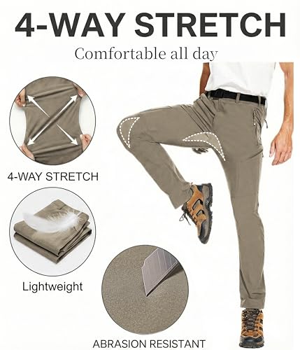 Arunlluta Hiking Pants for Men, Hiking Travel Pants Water-Resistant Mens Work Pants Stretch Quick Dry Lightweight