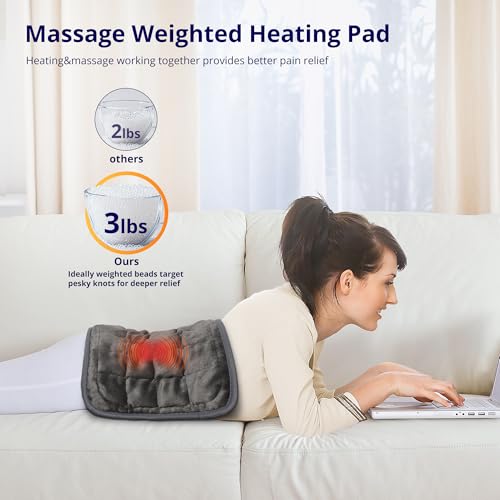 Heating Pad,Weighted Heating Pad with Massaging, 3 Heat,6 Massage, Electric Heating Pad for Back Pain Relief, 2H Auto Off,...