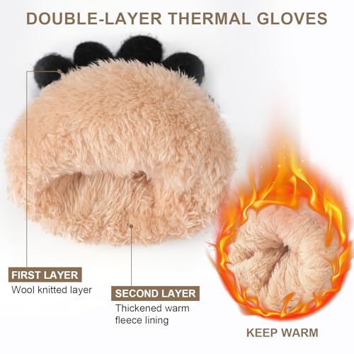 Clothirily Winter Gloves - Thick Wool Fleece Liner, Thermal Knit, Touchscreen, Elastic Cuff Insulated Gloves for Women & M...