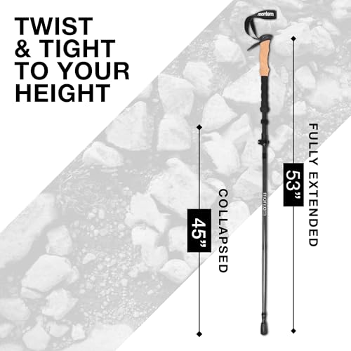 Montem Ultra Strong Collapsible Trekking Poles – Ultra Durable, Weather-Resistant, Adjustable Folding Hiking & Walking Sti...