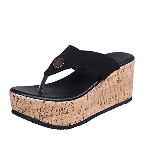 JEUROT Beach Sandals for Women Summer Casual Wedge Thong Sandal Slip On Platform Flip Flops Comfortable Walking Shoes