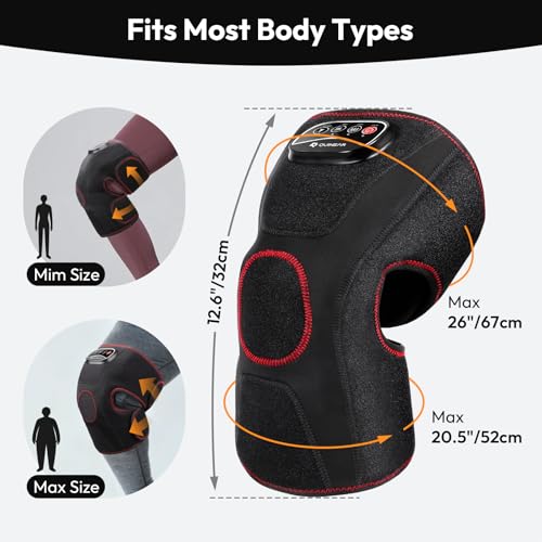 QUINEAR Air Compression Knee Massager with Heat, Knee Brace Wrap for Arthritis Pain Relief, Heating Pad for Knee for Circu...