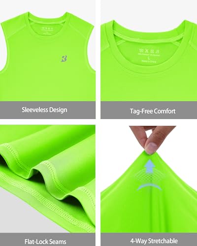 Roadbox Boys Youth Sleeveless Compression Shirt, Quick Dry Kids Football Undershirt, Athletic Soft Tank Tops Sport Basketball