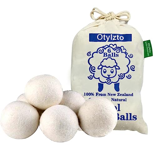 Otylzto Wool Dryer Balls 6-Pack, Drying Balls for Laundry,Reusable As Natural Fabric Softener, Reduce Clothing Wrinkles, D...