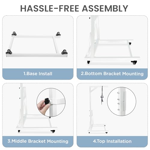 kuailebuy Trapeze Bar for Bed Mobility,Free Standing Trapeze Tar with Wheels,Bed Assist Bar,White Pull Up Assist Bar,5Ft-7...