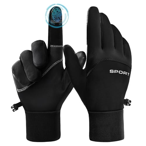 AURUZA Cycling Gloves for Men Winter Cold Weather, Five Fingers Touch Screen Winter Gloves for Men, Waterproof Anti-Slip W...