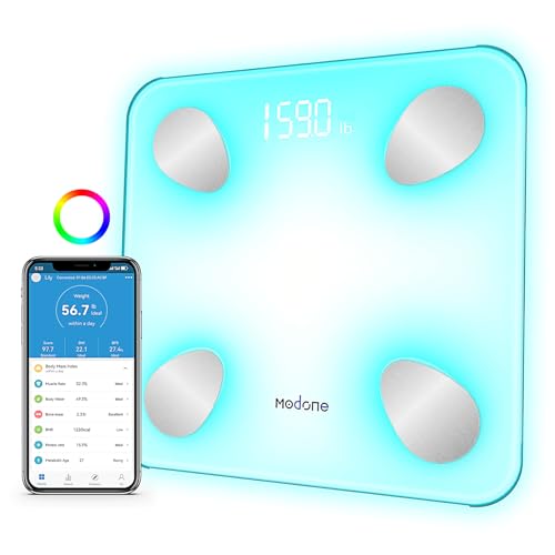 Scale for Body Weight, Digital Weight Scale with Color-Changing, Most Accurate to 0.2lb, Bluetooth Bathroom Scale with Bm...