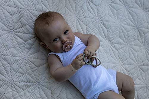 BIBS Pacifiers Colour Collection | Natural Rubber Baby Pacifier | Set of 2 BPA-Free Soothers | Made in Denmark | 0+ Months (Pack of 2) | Sage Night