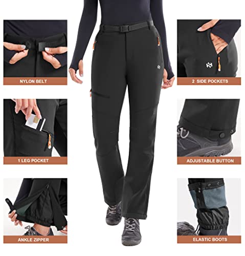 Heathyoga Snow Ski Pants Women Waterproof Softshell Insulated Fleece Lined Snowboard Pants Hiking Pants for Winter Outdoor