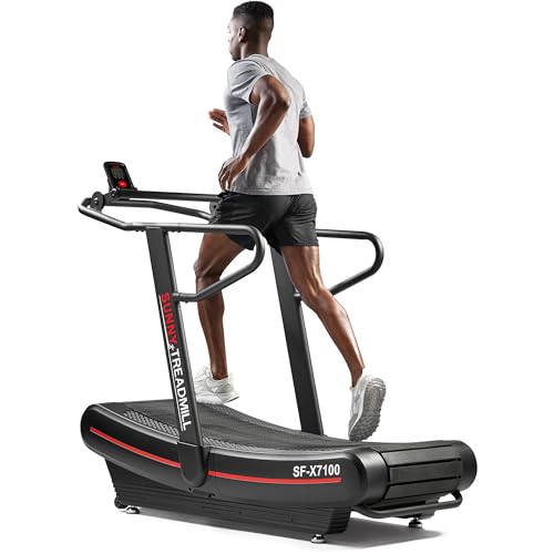 Sunny Health & Fitness Premium Manual Treadmill – Non-Motorized, Heavy-Duty, Commercial-Grade, Adjustable Handlebar, for E...