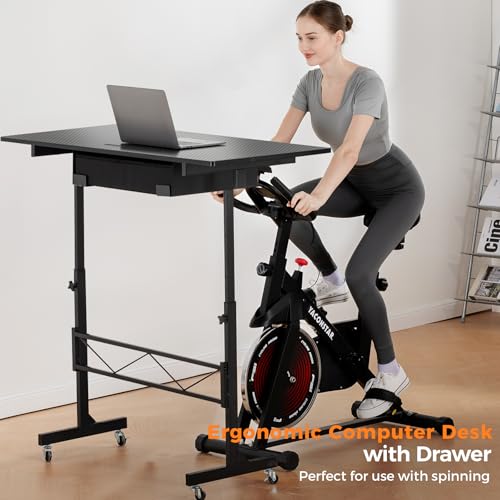 COMHOMA Small Standing Desk Adjustable Height Small Computer Desk Mobile Portable Rolling Laptop Table with Wheels 32" Com...