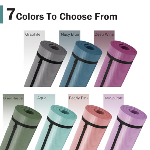 BalanceFrom Yoga Mat 1-Inch Extra Thick High-Density Exercise Mat with Non-Slip Surface & Carry Strap for Men & Women Tea...