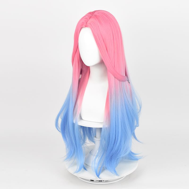 FILMIA 30 Inch Wig for Mizi Cosplay, Anime Pink Blue Ombre MIxed Straight Woman Wig Heat Resistant Synthetic Fiber for Halloween