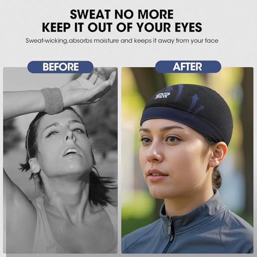 SUNMECI 2 Pcs Cooling Breathable Mesh Skull Cap for Men Women Lightweight Quick Dry Cycling Moto Helmet Hard Hat Liner