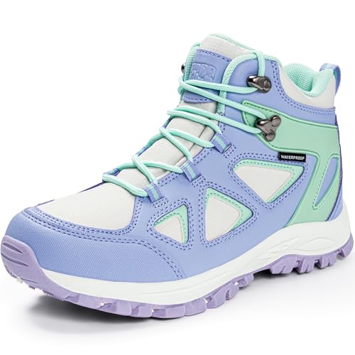 R CORD Kids Hiking Boots Waterproof Durable TPR Ankle Support Boots Breathable Trekking Shoes Non-Slip Outdoor Sneakers fo...