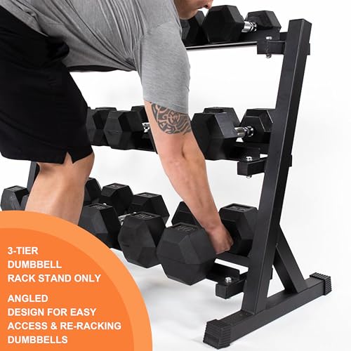 JDGG Dumbbell Rack Adjustable 3-Tier Weight Stand for Home Gym, 1100LB Capacity Heavy Duty Weight Storage Rack for Dumbbel...