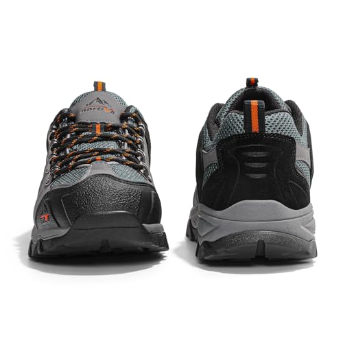 NORTIV 8 Men's Waterproof Hiking Shoes Leather Low-Top Hiking Shoes for Outdoor Trailing Trekking Camping Walking