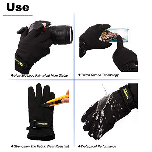 EnergeticSky Waterproof Winter Gloves,3M Thinsulate Ski & Snowboard Gloves for Men and Women,Touchscreen Gloves for Fishin...