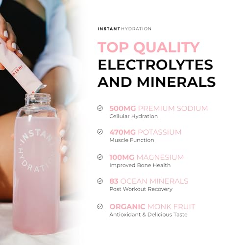 Instant Hydration Electrolytes Powder Packets - Watermelon Electrolyte Drink Mix - Zero Sugar - Keto, Vegan, Gluten-Free, ...