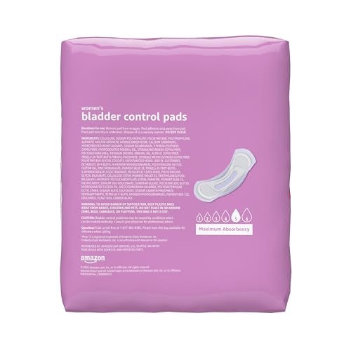 Amazon Basics Incontinence Pads for Women Long, Bladder Control, Postpartum, Maximum Absorbency, Unscented, 78 Count (2 Packs of 39)
