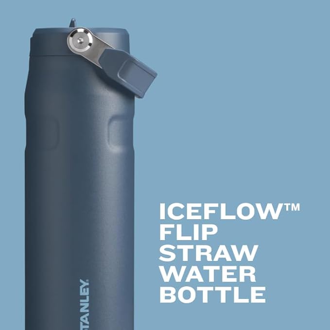 STANLEY IceFlow Flip Straw 2.0 Water Bottle 16 OZ | Built-In Straw with Larger Opening | Lightweight & Leak-Resistant | Insulated Stainless Steel | BPA-Free | Ash