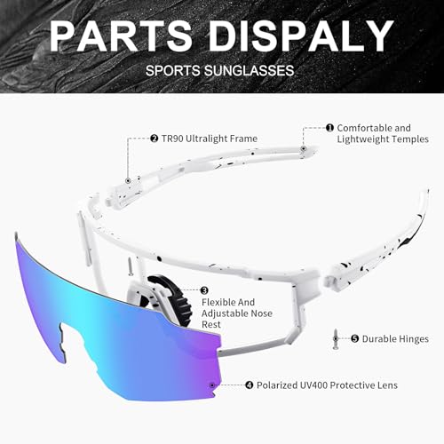 TURBOPEP Polarized Sports Sunglasses for Men and Women,Fishing Cycling Mountain Bike Baseball Sunglasses with UV Protection