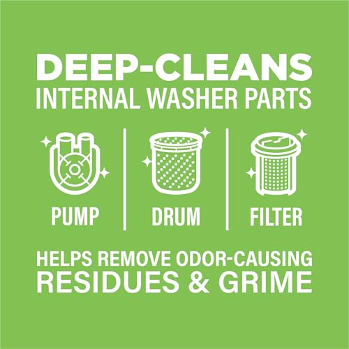 Affresh Washing Machine Cleaner, Helps Power Away Odor Causing Bacteria & Grime Deep Inside Pump, Valve & Hoses, 6 Time Re...
