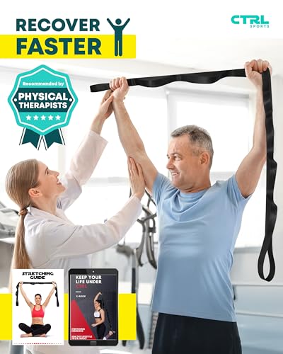 Stretching Strap Non Elastic Yoga Strap with Loops - Stretching Band for Physical Therapy, Stretch Bands for Exercise and ...