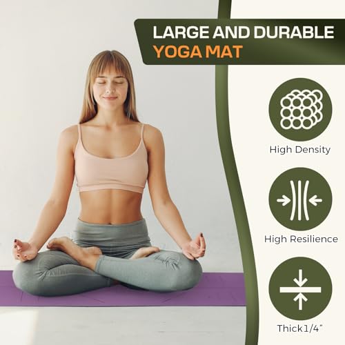 Yoga Mat Non Slip, Anti-Tear 0.24" Thick TPE Yoga Mats for Women and Men, 72"x24" Exercise & Fitness Mat with Carrying Str...