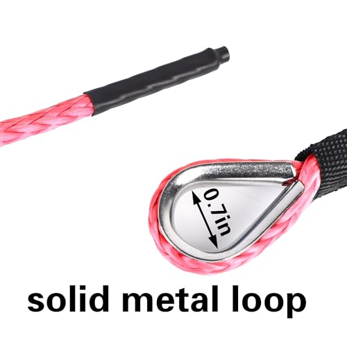 guideamps ATV UTV Synthetic Winch Rope Cable 3/16" x 50 ft, 8,300 lbs Pulling Strength, with Protective Sleeve, Safety Pul...
