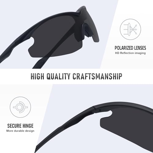Ofwin Polarized Sports Sunglasses Men Women Fishing Hiking Cycling Wrap Around Half Frame Sun Glasses UV Protection