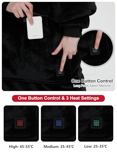 KFUBUO Heated Electric Wearable Blanket Throw Battery Operated Portable USB Cordless Outdoor Hoodie Sweatshirt