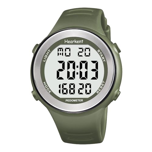 Hearkent Waterproof Pedometer Watch No APP with Light, Digital Display Step Counter Watch for Calories Seconds Alarm Step...