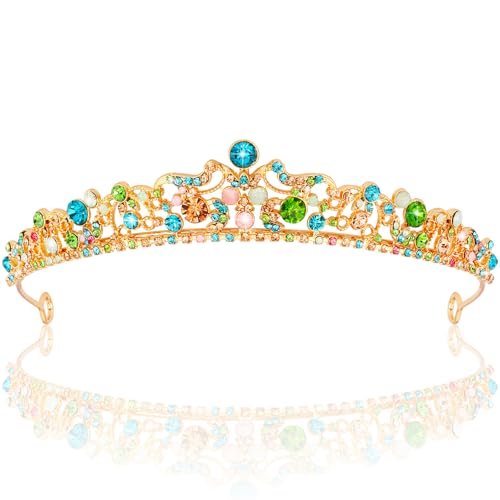 TOBATOBA Rainbow Tiara Crowns for Women Princess Wedding Tiara Queen Crown for Bride Quinceanera 15 años Birthday Bridal P...