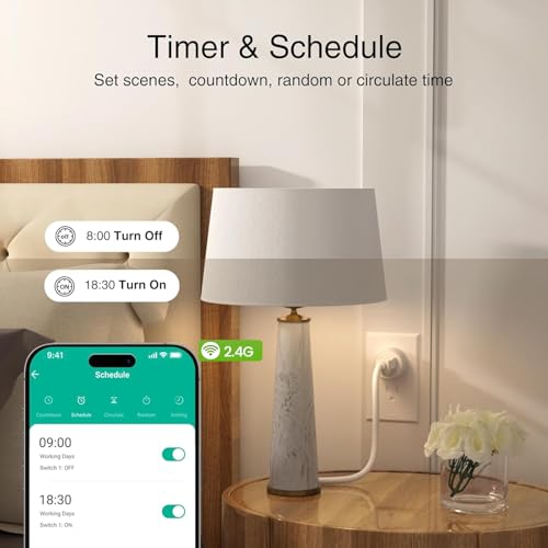 GHome Smart Plug, WiFi Smart Plugs Work with Alexa and Google Home, Smart Outlet Timer with APP Remote Control, 2.4GHz Wi-...