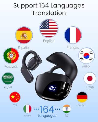 AI Translation Earbuds Real Time 164 Languages 80H Playtime Translator Ear Buds Audifonos Traductores Inglés Español Wirel...