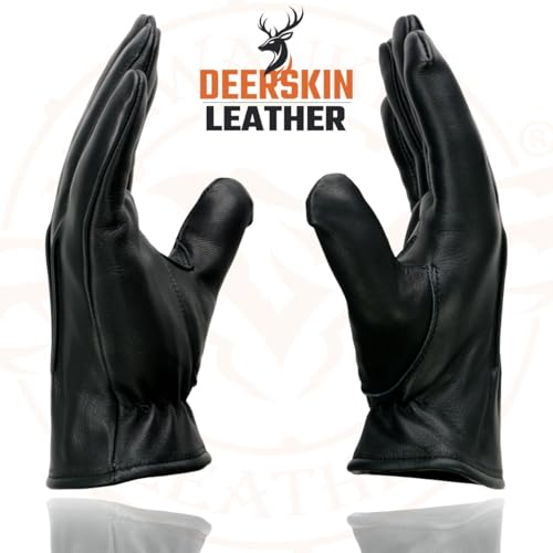 Milwaukee Leather SH865 Men's Black Thermal Lined USA Deerskin Leather Motorcycle Winter Rider Gloves