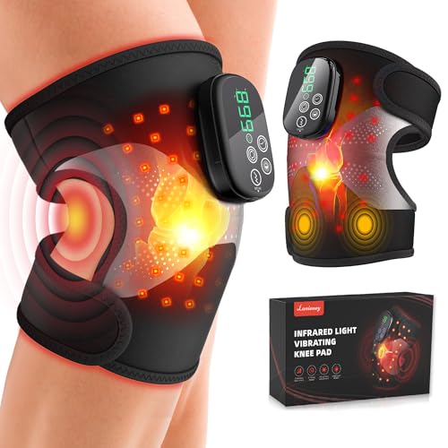 Lanieney Knee Massager with Heat and Red Light Therapy, Knee Brace with Vibration, 5000mah Wireless Cordless,660nm & 850nm...