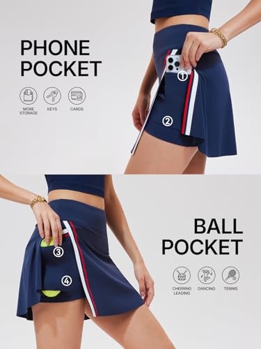 Women’s 2 Piece Tennis Skirt Set Colorblock V Neck Polo & High Waisted Side Slit Skort Athletic Outfit for Pickleball Golf
