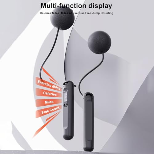Cordless Skipping Rope - Wireless Skipping Rope | Fit Ropes | Weighted Professional Digital Jumping Cord With Counter | Gy...