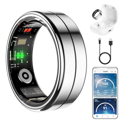 Fit Ring for Women Men, Ring Health Tracker with Heart Rate,Blood Oxygen,Heart Rate Variability, Stress, Sleep Monitor, St...