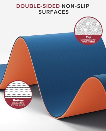 HAPBEAR Large Yoga Mat - 72"x36"x6mm (1/4 inch), Extra Wide Non-Slip Exercise Mat for Home Workout, Yoga, Pilates & Stretc...