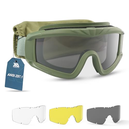 xaegistac Airsoft Goggles Tactical Safety Goggles Anti Fog Glasses Hunting Cycling