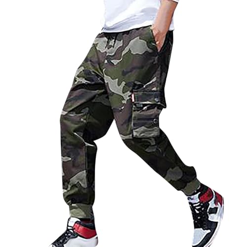 Mens Camo Jogger Pants Military Army Combat Lightweight Cargo Pants Tapered Casual Elastic Waist Camouflage Tactical Trousers