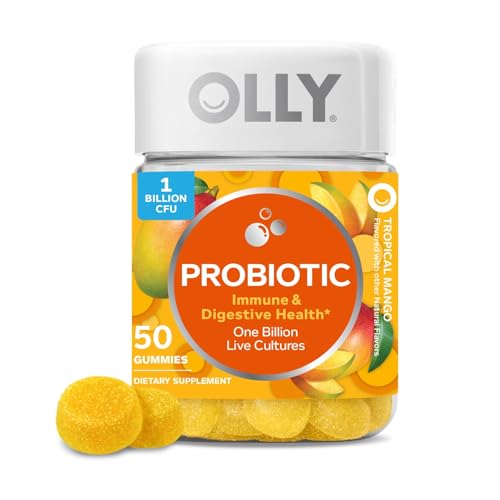 OLLY Probiotic Gummy, Immune and Digestive Support, 1 Billion CFUs, Chewable Probiotic Supplement, Mango, 25 Day Supply - ...