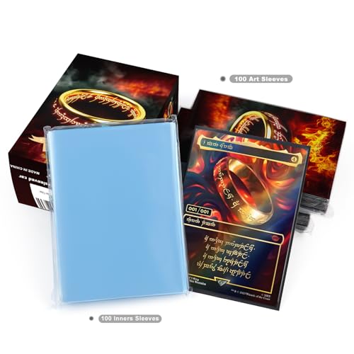 Katomula 100 MTG Card Sleeves with 100 Inner Sleeve, Textured Back Art Sleeves, Fit Standard Size Cards- The-One-Ring