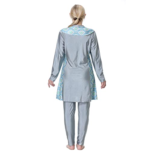 FYMNSI Women Modest Muslim Swimsuits Plus Size Full Body Islamic Burkini Hijab 3 Piece Long Sleeve Rash Guard Skirt Swimwear