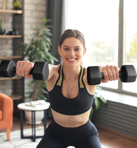 10LBS/20LBS/30LBS Dumbbells Adjustable Dumbbell Set of 2, Hand Weights for Women Men Free Weight Dumbbells Sets for Home G...