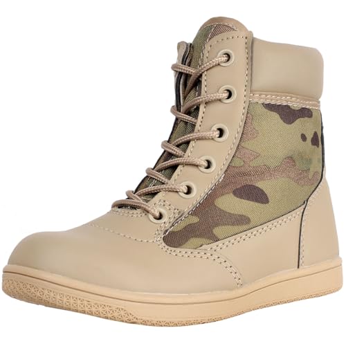 zpllsbratos Boys Girls Outdoor Ankle Hiking Boots Trekking Walking Shoes Military Work Combat Jungle Boots