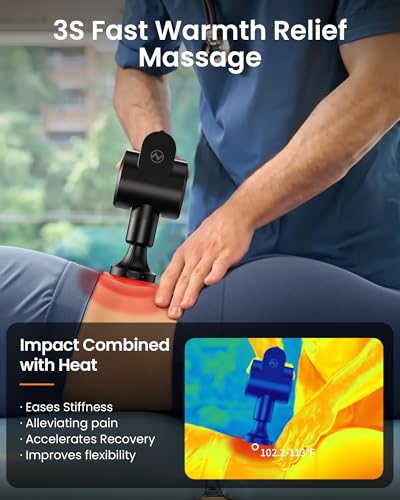 NAPRE Massage Gun with Heat,Deep Tissue Handheld Percussion Back Massager for Muscle/Neck/Body Pain Relief with Long Exten...